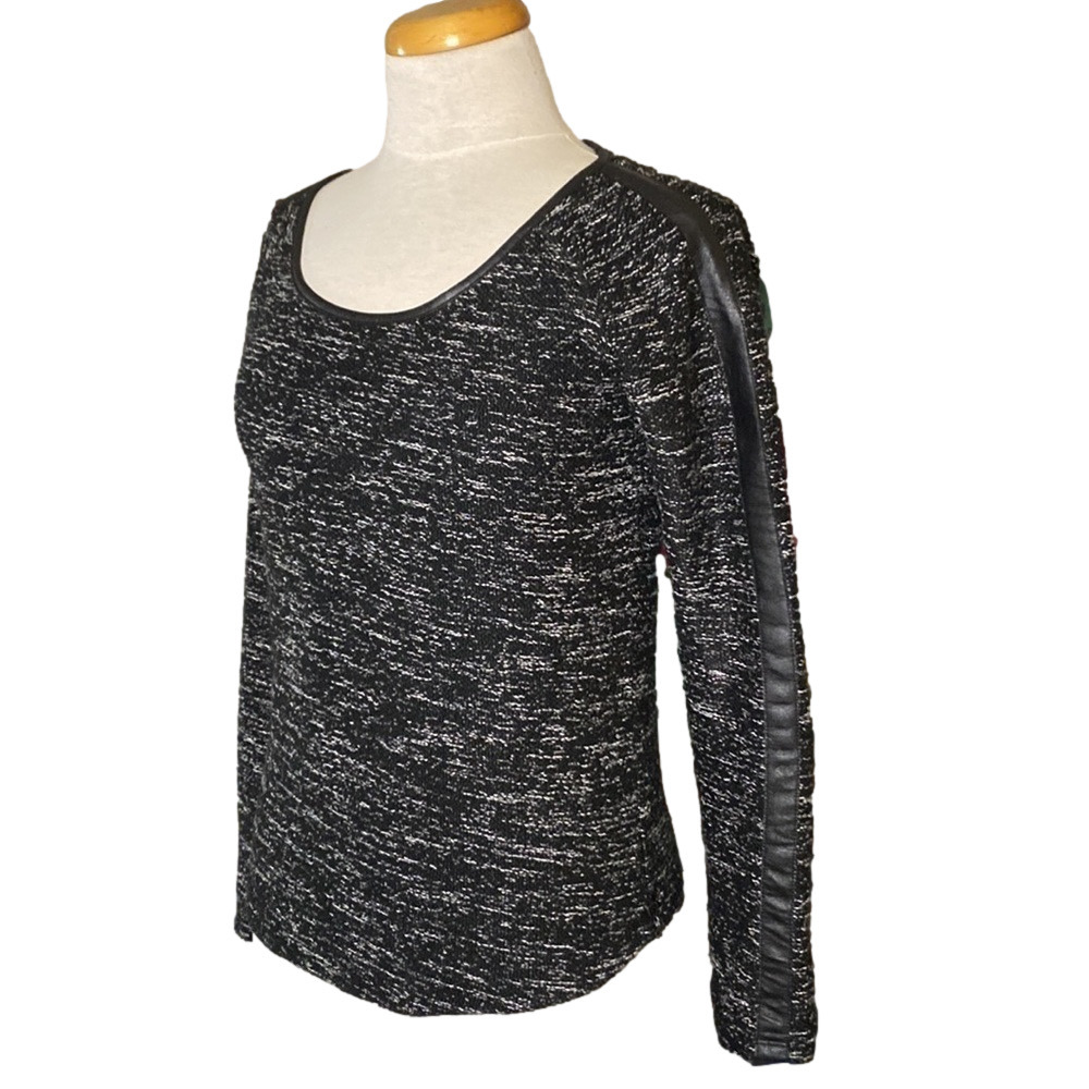 🌷MAISON Scotch🌷 Chunky Knit Vegan Leather Accent Sweater - Picture 1 of 8